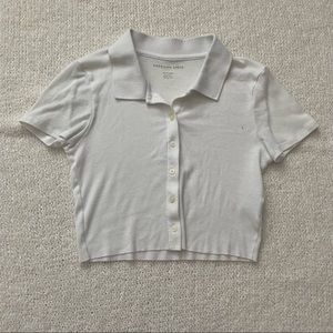 American eagle cropped fitted collared baby tee